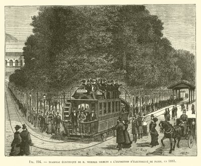 1881年にパリで開催されたDElectricite De ParisでのMヴェルナーシーメンスによる路面電車エレクトリック 作： French School